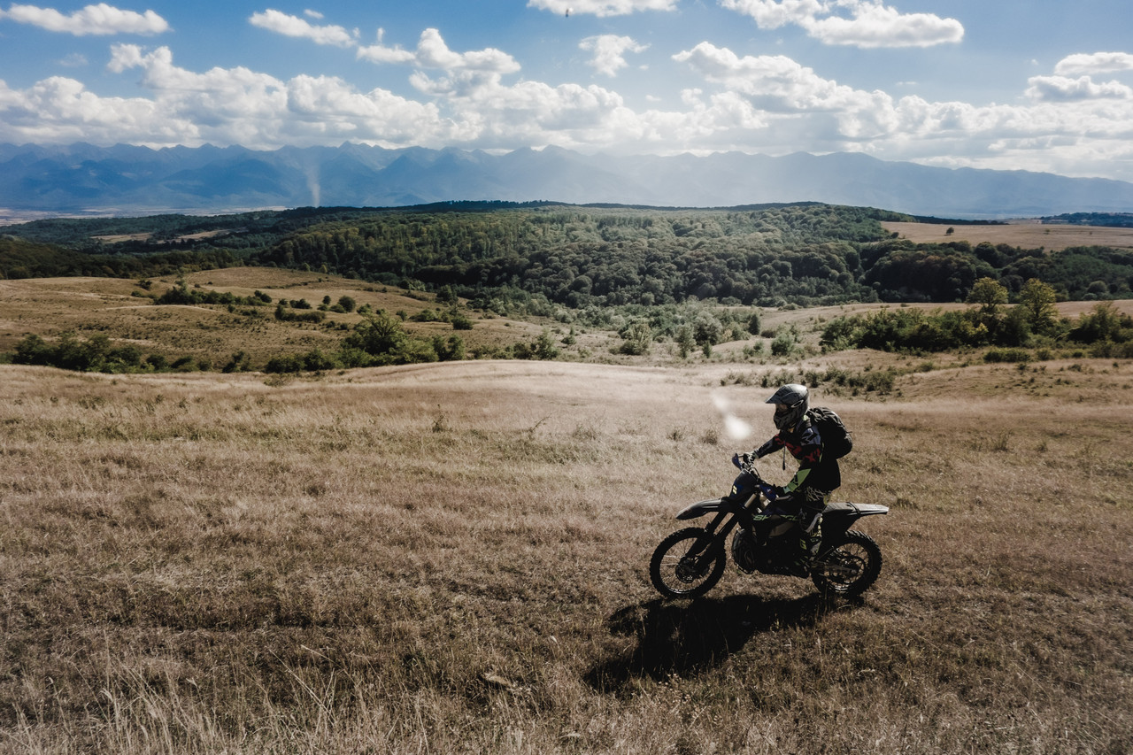 Enduro riding on a sunny day