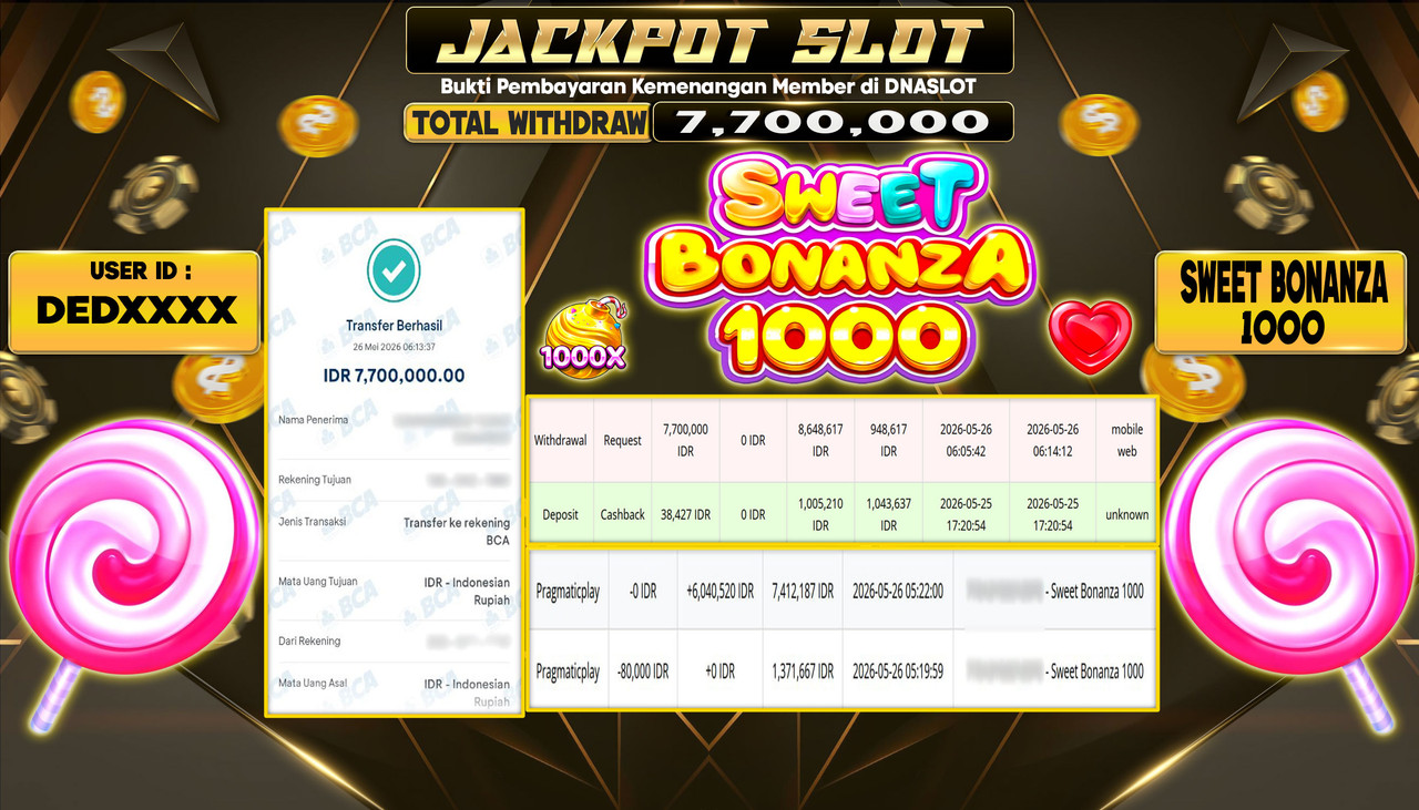 JACKPOT SLOT SWEET BONANZA 1OOO  26 MAI 2026