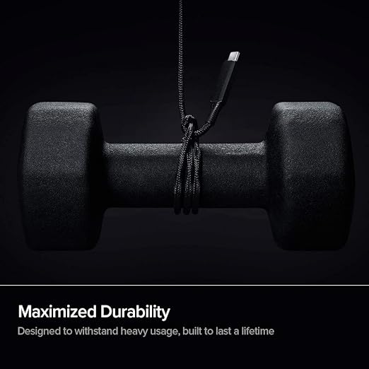El cable Spigen ArcWire mostrando su construcción de doble trenzado.