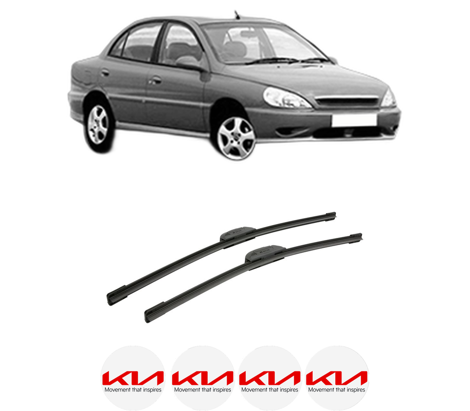 Set stergatoare auto KIA RIO I Saloon (DC_) din 2000-2005, pentru parbriz auto, 2 bucati, Bosch Aerotwin Retrofit, din cauciuc siliconat rezistent, 4 Stickere Auto KIA