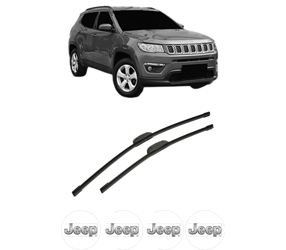 Set stergatoare auto JEEP COMPASS (MP, M6, MV, M7) din 2016-2022, pentru parbriz auto, 2 bucati, Bosch Aerotwin Retrofit, din cauciuc siliconat rezistent, 4 Stickere Auto JEEP