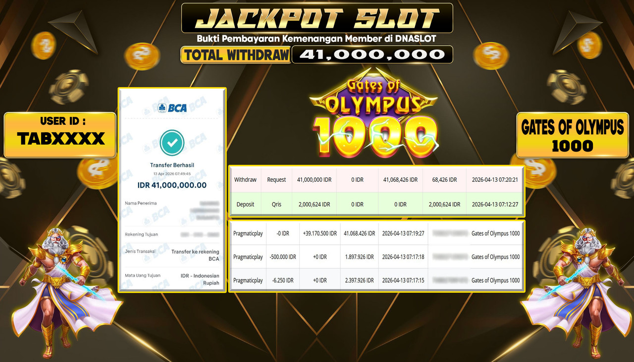 JACKPOT SLOT GATES OF OLYMPUS 1000 13 APRIL 2026