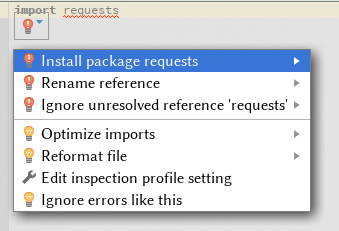 Install package requests