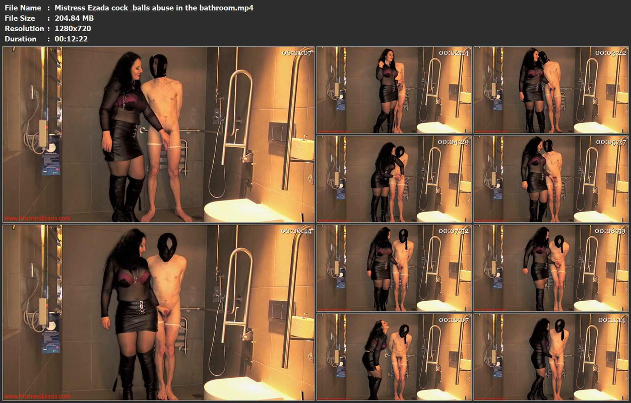 Mistress Ezada cock & balls abuse in the bathroo