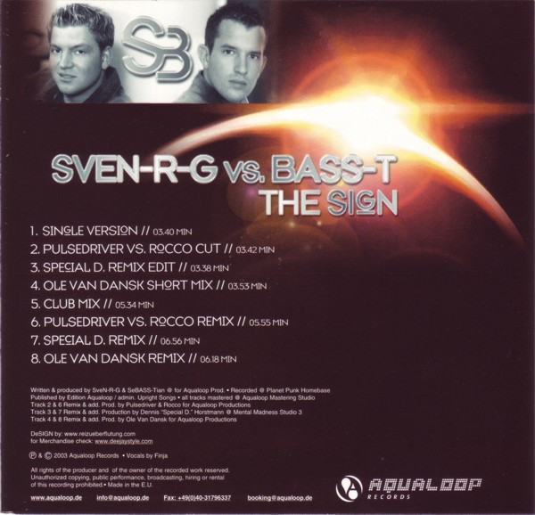 11/06/2023 - SveN-R-G vs. Bass-T – The Sign (CD, Maxi-Single)(Aqualoop Records – 368.0006.3)  2003  (FLAC) R-373440-1265326880