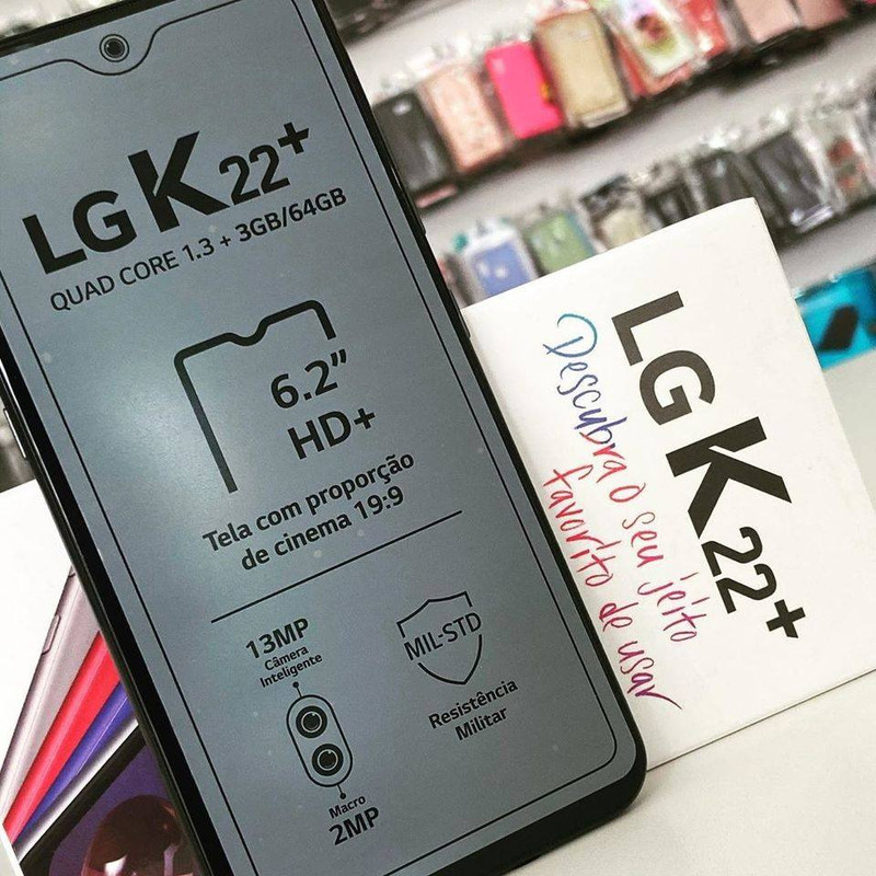 Smartphone LG K22+ Titan, com Tela de 6,2″, 4G, 64GB e Câmera Dupla de 13MP + 2MP – LMK200BAW