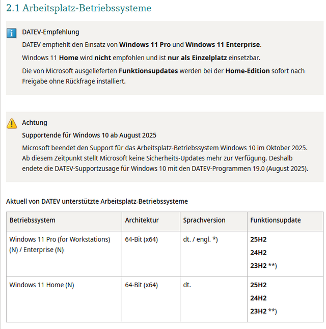 DATEV empfiehlt Windows 11