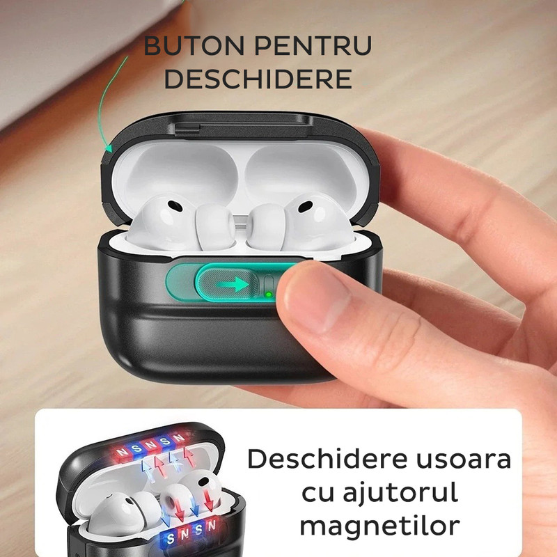 Husa pentru AirPods Pro 3 ESR, Pulse Magnetic FlickLock, TPU Premium, Compatibila MagSafe, Incarcare Wireless, Protectie Hibrida, Buton inchidere, Alb imgi 378 2737045