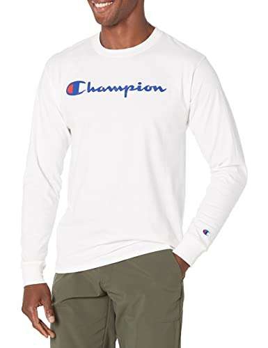 Amazon: Playera manga larga champion para caballero talla mediana color blanco 
