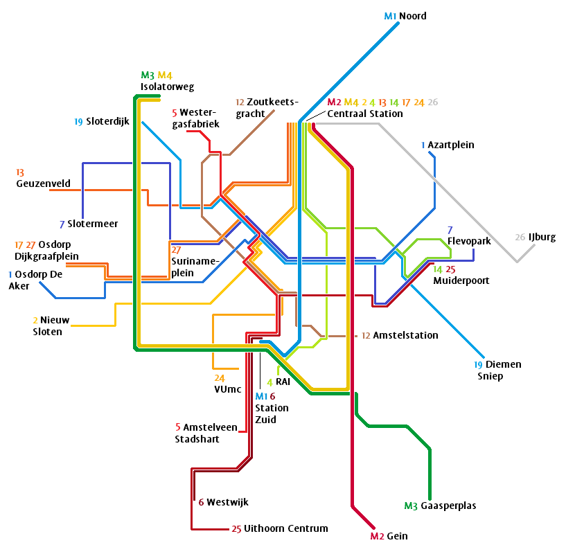 Tram Metro Amsterdam 2027 TFPA kleuren
