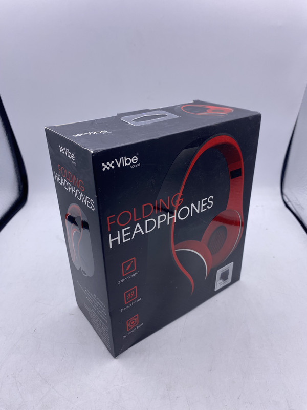 VIBE SOUND FOLDING HEADPHONES WITH 3.5MM INPUT RED AND BLACK