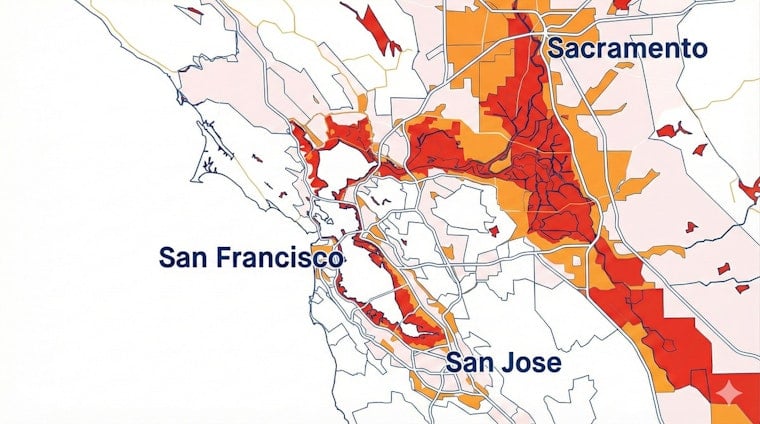 noaa sea level rise map shows which bay area blocks go under first