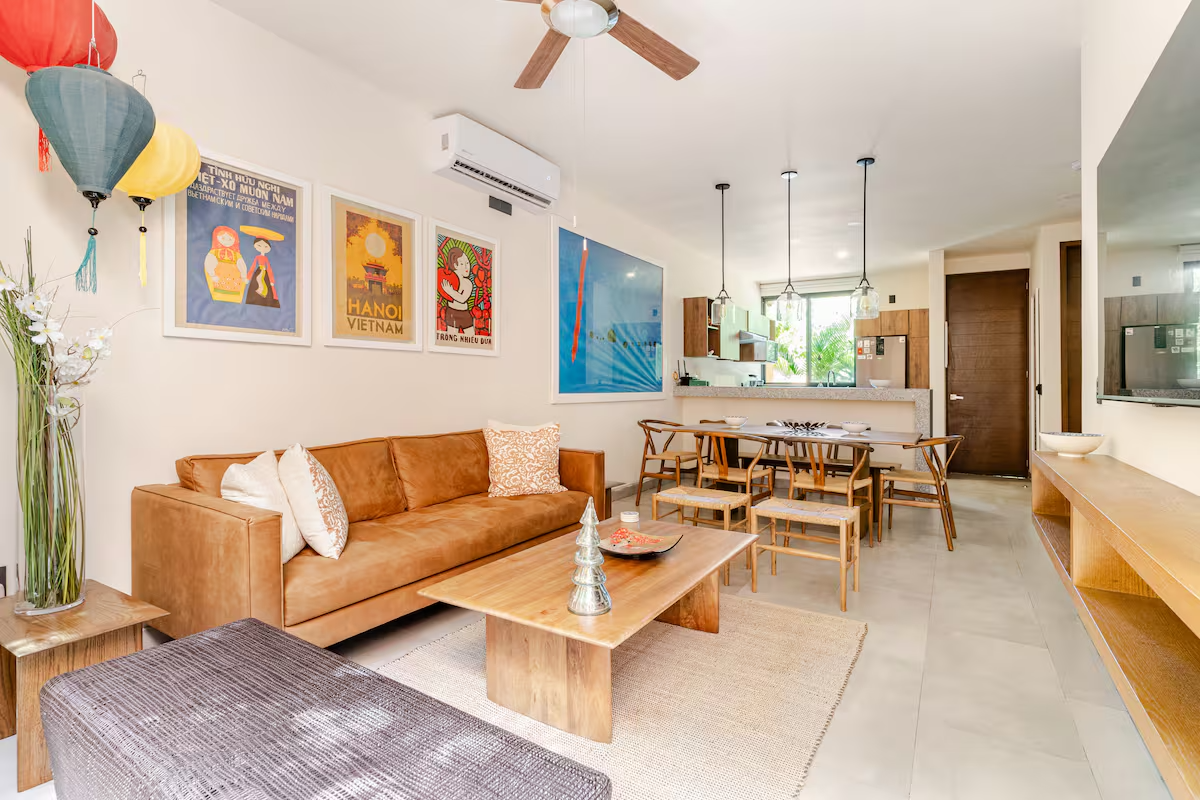 Sala interior de villa privada en Tulum