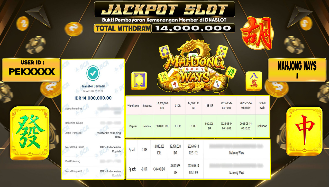 JACKPOT SLOT MAHJONG WAYS 1 14 MEI 2026