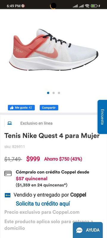 Coppel: Tenis Nike quest 4 en oferta 
