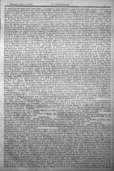 Recorte La Constitución 1882 — robo de caballos