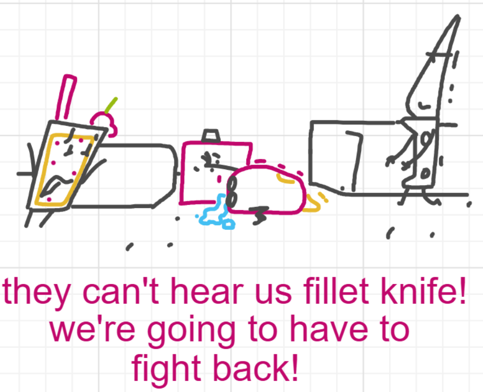 A panel from A Murder On The, episode six of the Board Boards object show by Furretwalk/WalkingFurret.