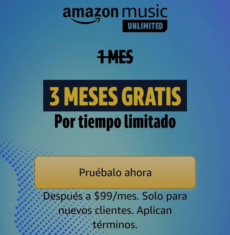 Amazon Music Unlimited: 3 meses gratis (nuevos usuarios) 
