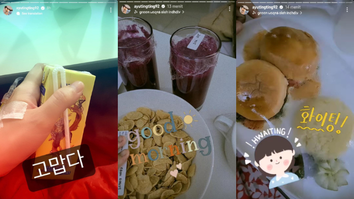 Postingan menu sarapan Ayu Ting Ting di rumah sakit