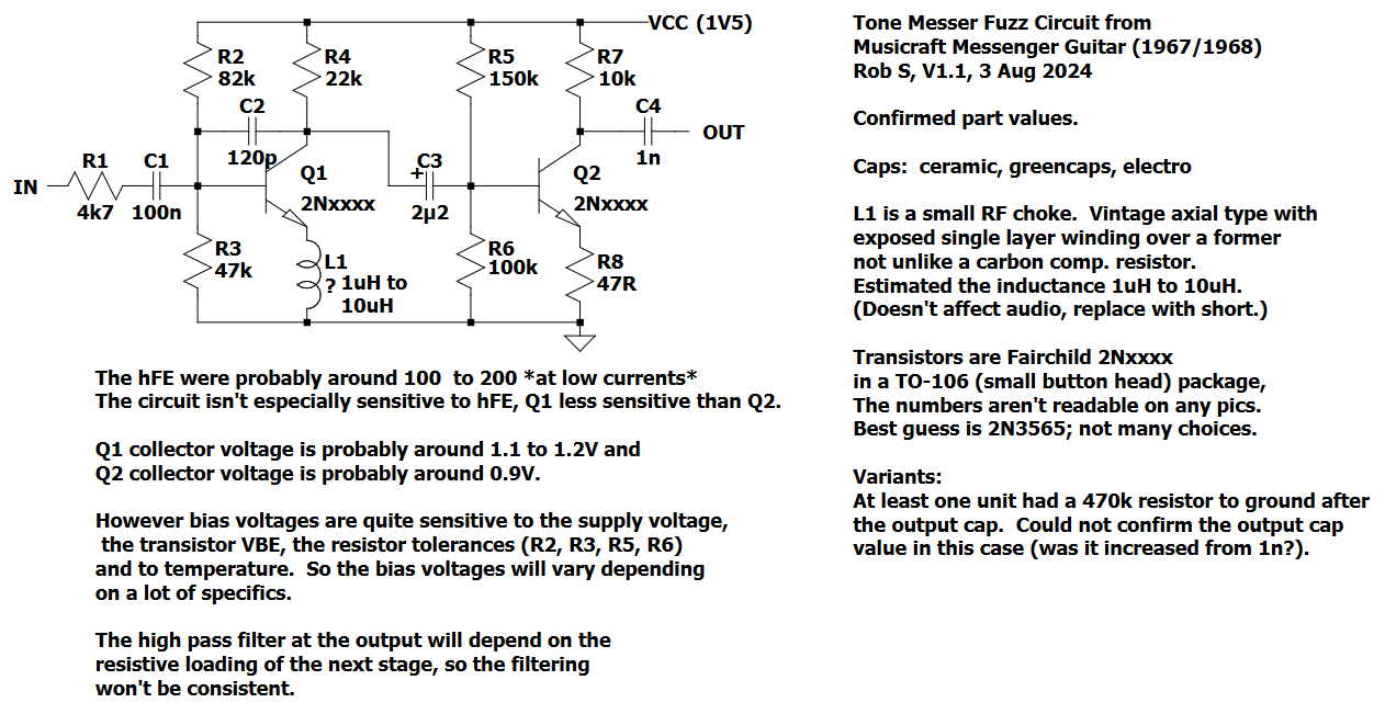 messenger guitar Tone Messer Fuzz (original ckt) V11