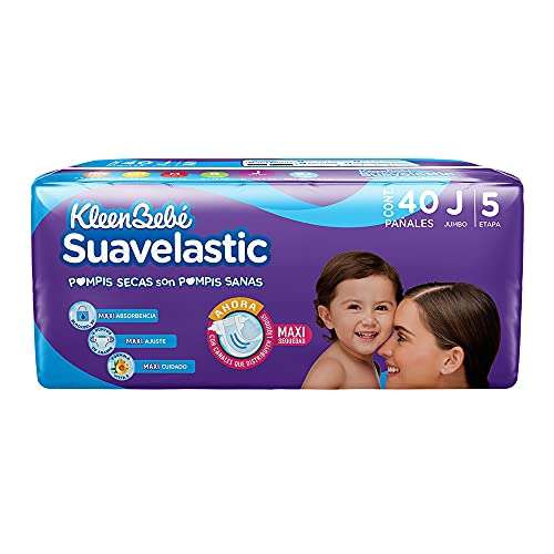 Amazon: Pañales Suavelastic Jumbo con 40 pzs. y Suavelastic Grande 40 pzs. Envio Gratis con Prime Ambos mismo Precio