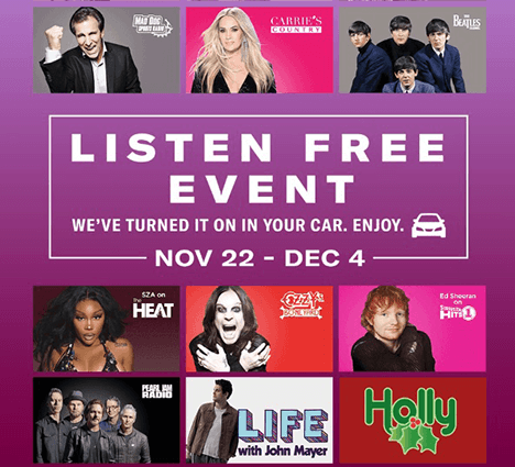 Enjoy Free SiriusXM Radio for 2 Weeks from November 22 to December 4
