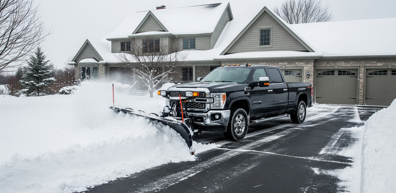 Commercial snow plowing in London Ontario parking lot