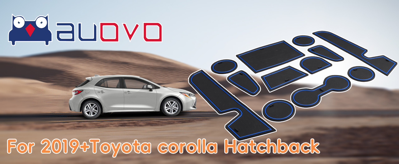 Auovo Tappetini Antipolvere Per Toyota Corolla Hatchback 2019-2025 | Set 12 Pezzi Blu In Gomma, Inserti Per Portabicchieri E Fessure