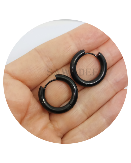 20mm Stainless Steel Double Circle Earrings – Unisex Pirate Style Earrings With Snap Closure