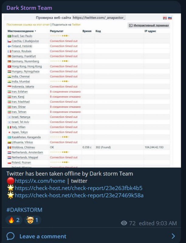 Dark Team-Angriff auf Twitter