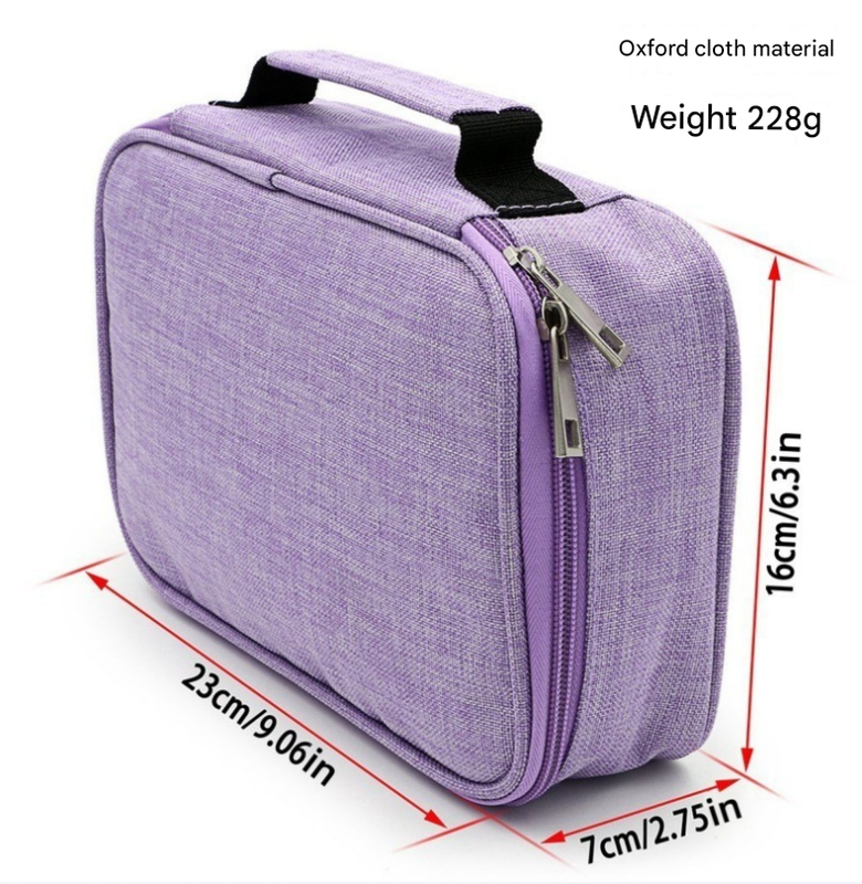Grey Multi-functional Oxford Cloth Storage for Students, Large Capacity 72-Slot Pencil Case -Artists & Stationery (23x7x16 cm, 228g)