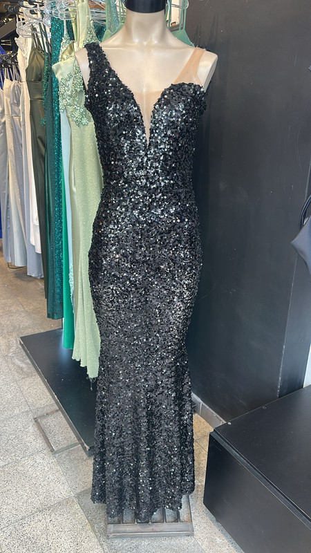 Primer plano textura lentejuelas Vestido Esmeralda