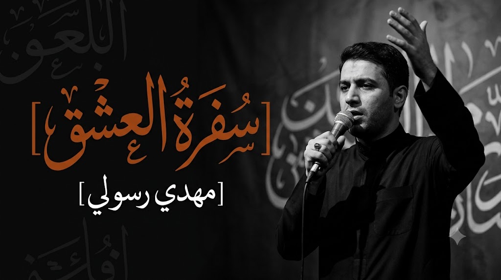 AI-generated example result for the youtube-thumbnail prompt: Sufrat Al-Ishq Thumbnail – Mehdi Rasooli Religious Performance Design AI YouTube Thumbnail Prompt