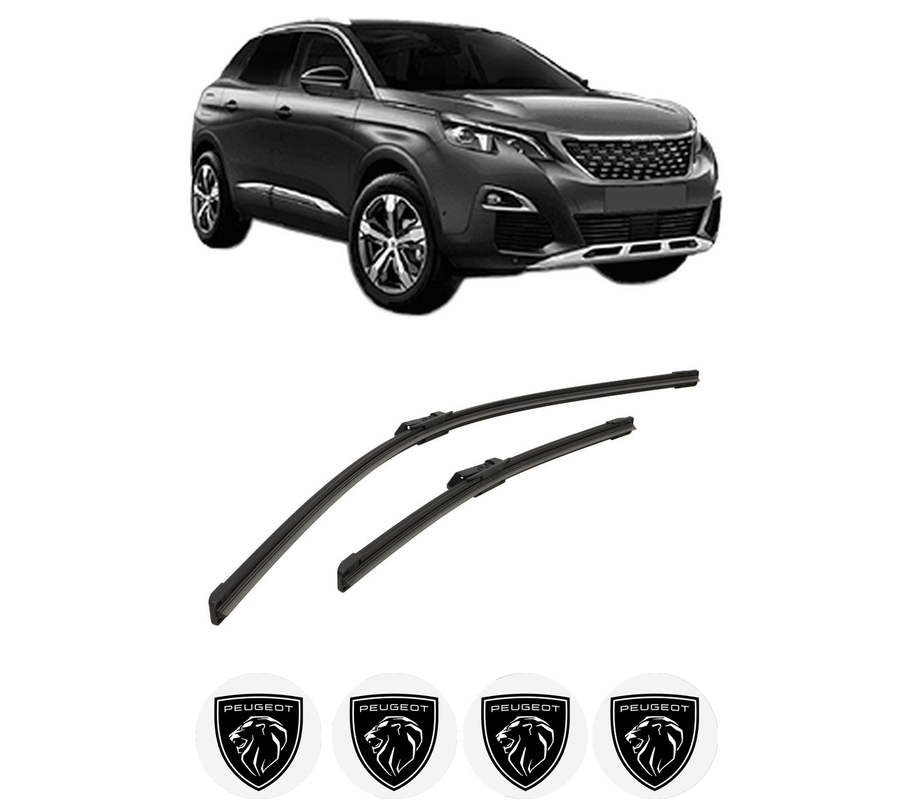 Set stergatoare auto PEUGEOT 3008 Van (MR_, MC_, MJ_) din 2016-2018, pentru parbriz auto, 2 bucati, Bosch Aerotwin, din cauciuc siliconat rezistent, 4 Stickere Auto PEUGEOT