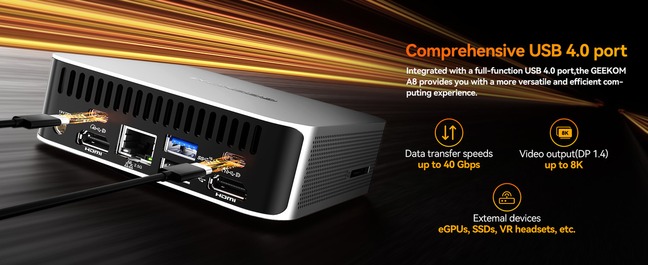 GEEKOM A8 Mini PC Gaming, AMD Ryzen 7 8745HS, 32GB DDR5, 1TB SSD