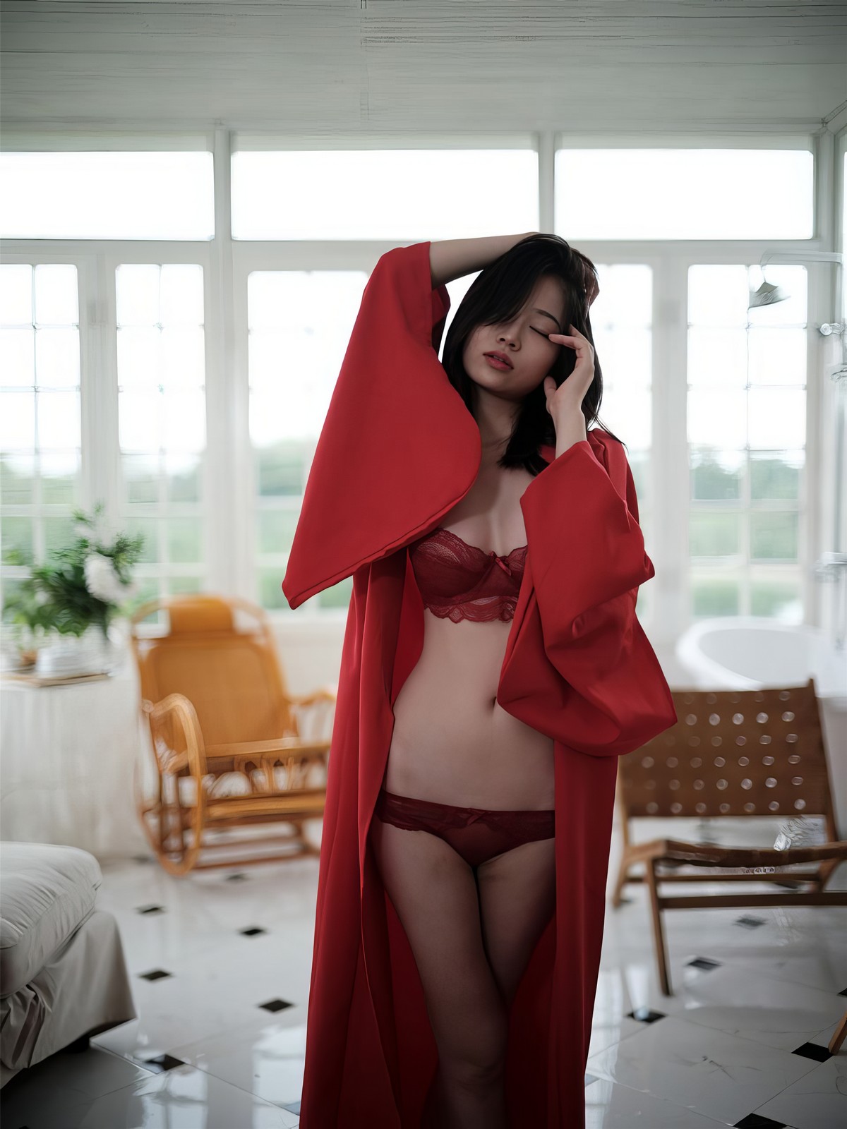 年年nnian 红色主题写真 性感氛围图集插图3