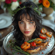 Garden wedding wom served Black hair head 0 01