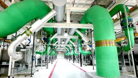 HVAC Chillers system inside District cooling plant HVAC Chillers system inside District cooling plant