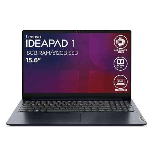 Amazon: Lenovo Laptop IdeaPad 1 15.6 FHD | AMD Ryzen 3-7320U 8GB RAM 512GB SSD 