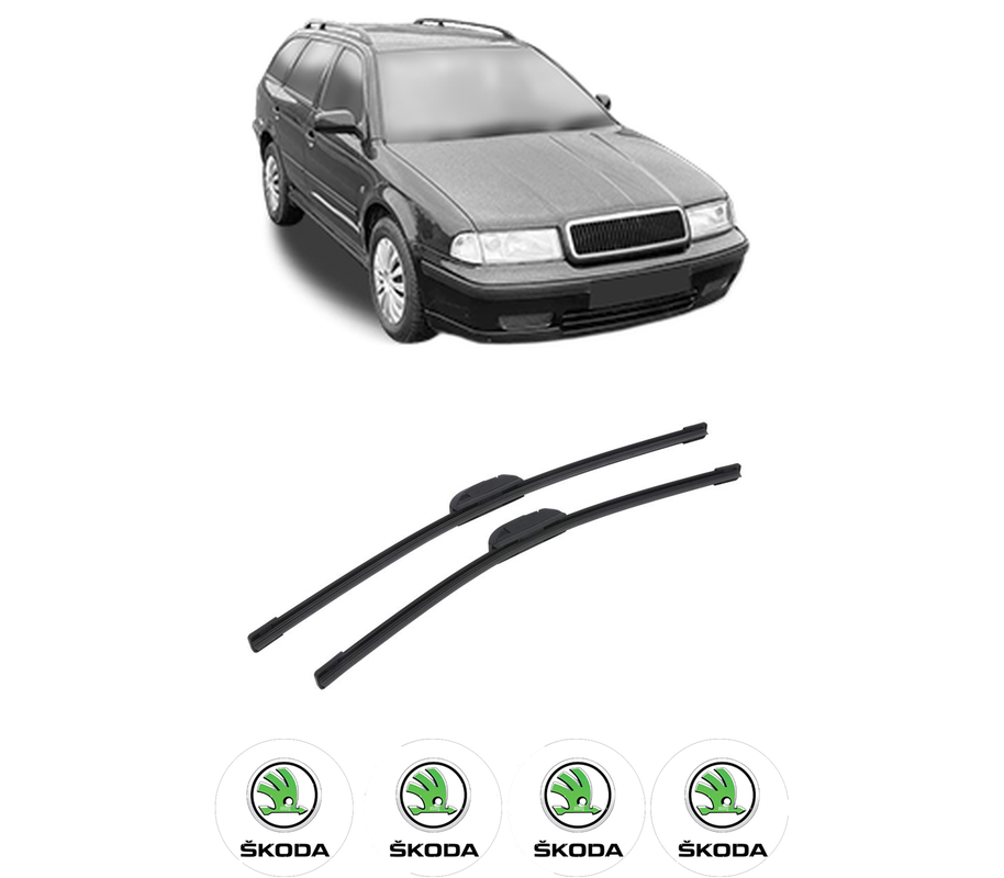 Set stergatoare auto SKODA OCTAVIA I Estate Van (1U5) din 2000-2010, pentru parbriz auto, 2 bucati, Bosch Aerotwin Retrofit, din cauciuc siliconat rezistent, 4 Stickere Auto SKODA
