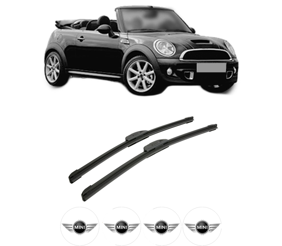 Set stergatoare auto MINI MINI Convertible (R52) din 2004-2008, pentru parbriz auto, 2 bucati, Bosch Aerotwin Retrofit, din cauciuc siliconat rezistent, 4 Stickere Auto MINI