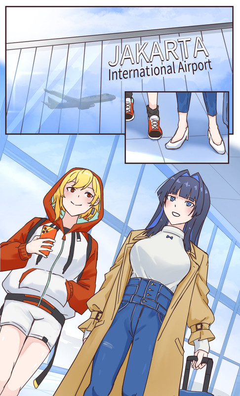 Kaela and Kronii at Jakarta Airport