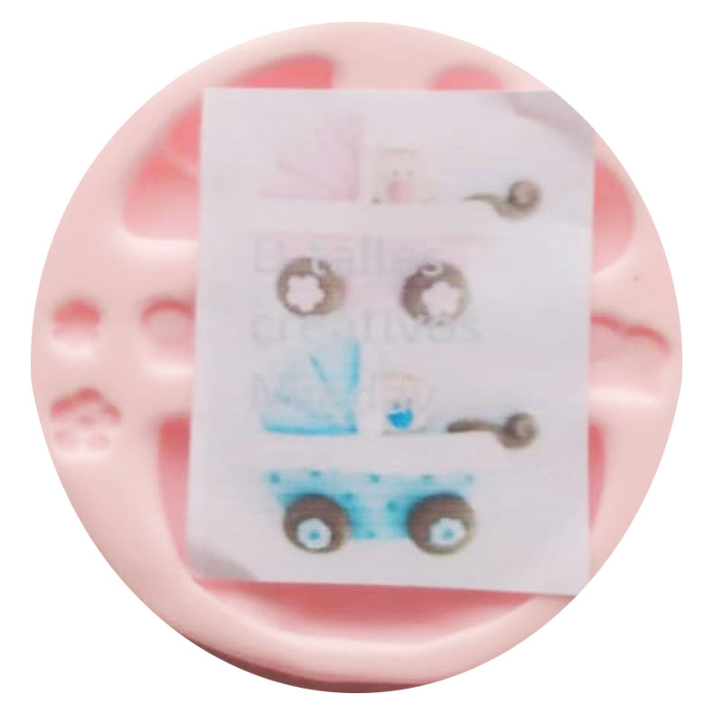 Molde en silicona Coche baby para crear aplique en fomi o pasta