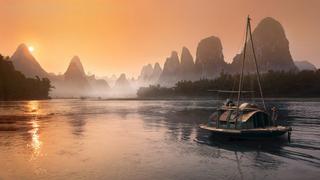 Thơ hoạ Nguyễn Thành Sáng & Tam Muội (1154) Lijiang-River-in-the-south-of-the-village-Xingping-near-the-Guil