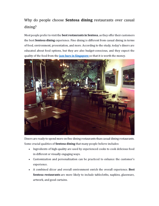 Why do people choose Sentosa dining restaurants over casual dining