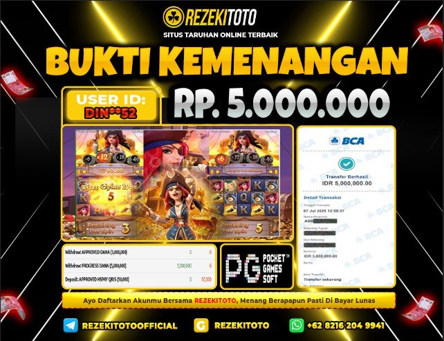 BUKTI KEMENANGAN 07 JULI 2025 QUEEN OF BOUNTY 5 JUTA 
