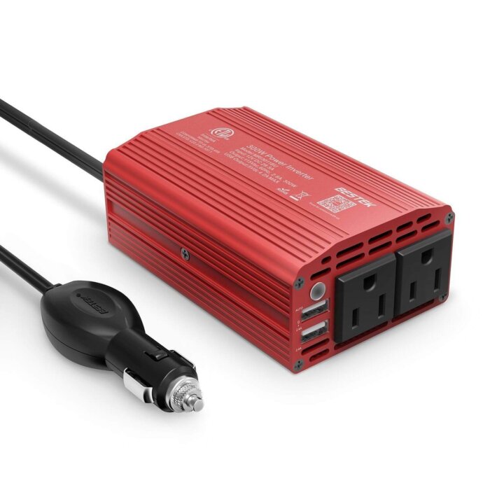 Convertidor de vehículo (inversor) Bestek de 300W con tomas AC y puertos USB.