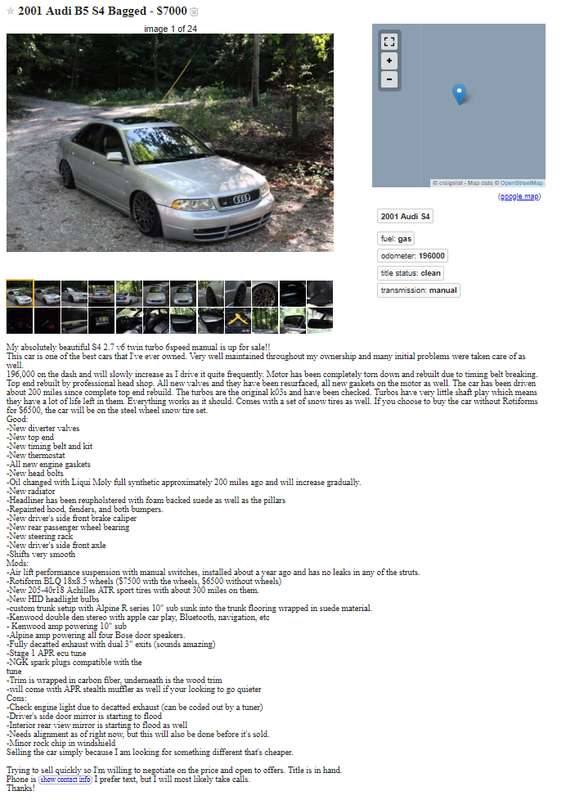 Official "What B5 S4's are listed on Craigslist now?" thread Page 5