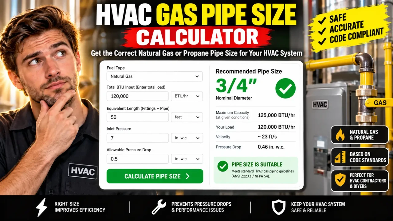 Hvac Gas Pipe Size Calculator Online