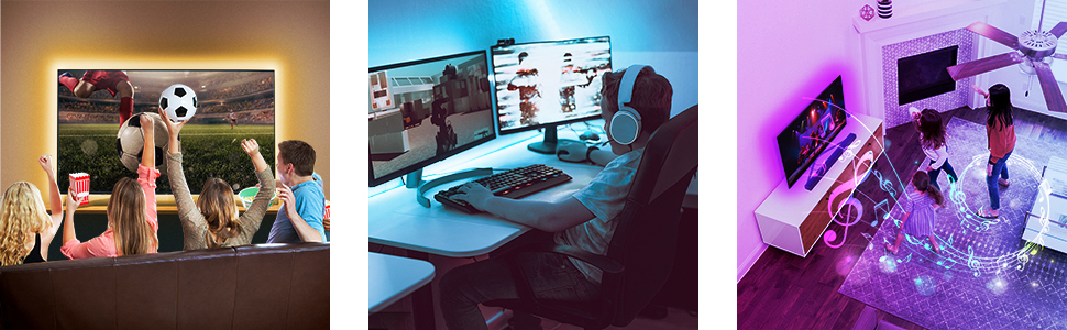 Banda LED 5050 RGB, YWX®, Aplicatie inteligenta Bluetooth, 16 milioane culori, Conexiune USB, 5V, IP65, lungime 5m, telecomanda, mod muzica, timer, Pentru iluminarea ambientala televizorului 3 3